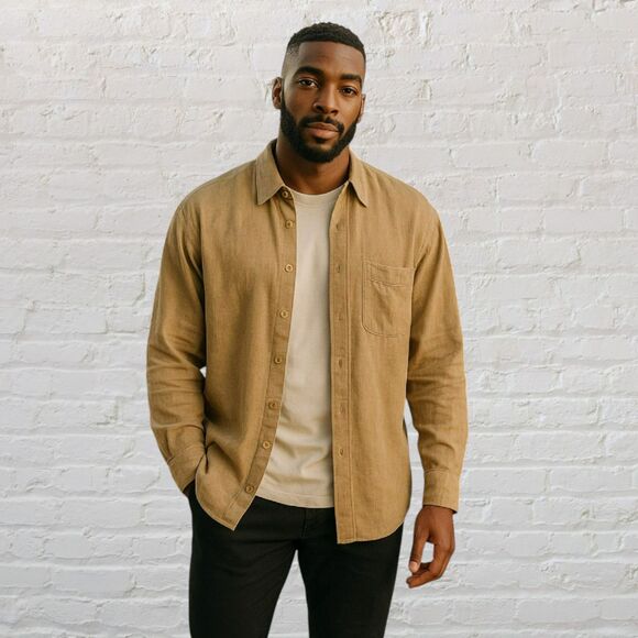 Bugatchi Uomo 100% Linen Men's Shirt XXL Point Collar Elegant Casual Chic - Picture 1 of 16